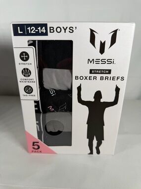 MESSI Boys' Stretch Boxer Briefs - Black (5 Pack)